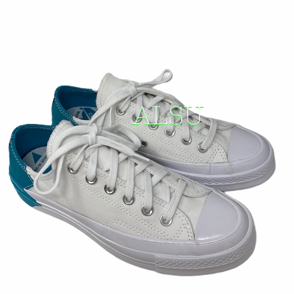 Converse Chuck 70 Low Top Leather White Teal Skate Shoes Womens Size 6.5 566751C - Picture 3 of 10